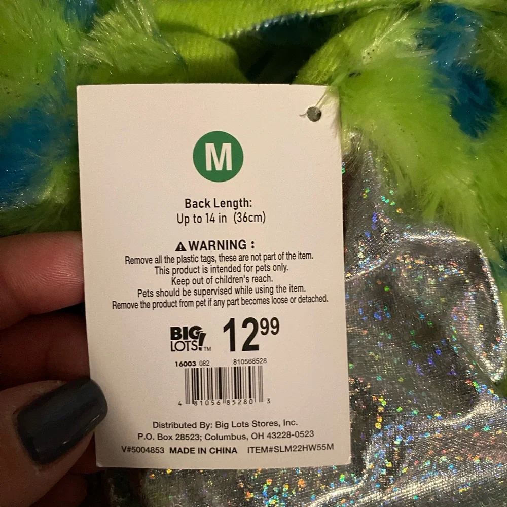 Green Monster DOG Costume with Silver Belly